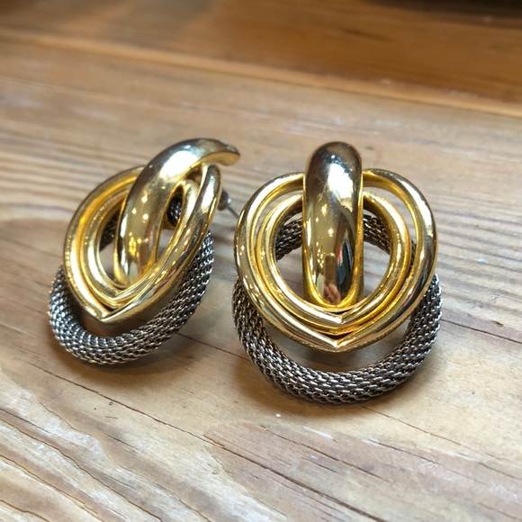 Vintage | Gold-tone Statement Pierced Earrings - Picture 2 of 7